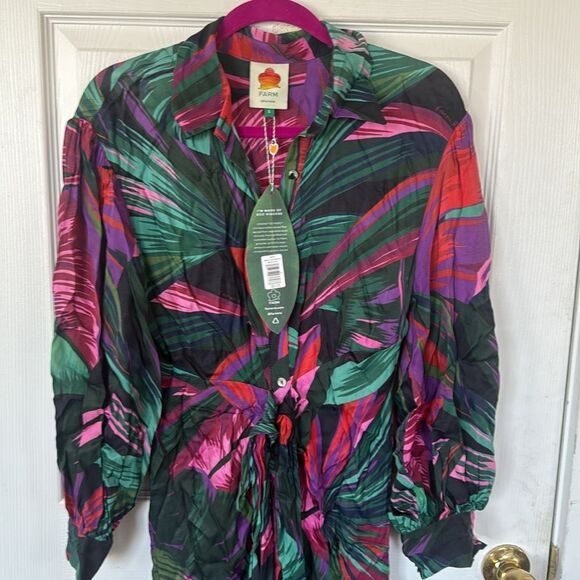 Farm Rio bead embellished printed twill midi dress • Small - Picture 4 of 9